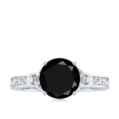 Vintage Inspired Black Onyx Celtic Engagement Ring with Diamond