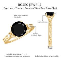 Vintage Inspired Black Onyx Celtic Engagement Ring with Diamond
