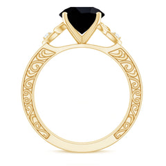 Vintage Inspired Black Onyx Celtic Engagement Ring with Diamond