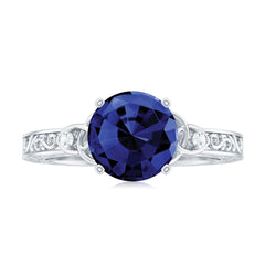 Certified 2.7 Carat Lab Grown Blue Sapphire Celtic Engagement Ring with Diamond