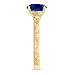 Certified 2.7 Carat Lab Grown Blue Sapphire Celtic Engagement Ring with Diamond