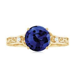 Certified 2.7 Carat Lab Grown Blue Sapphire Celtic Engagement Ring with Diamond