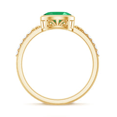 Natural Oval Shape Emerald East West Engagement Ring with Diamond