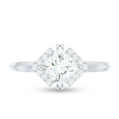 Princess Cut Certified Moissanite Halo Engagement Ring