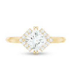 Princess Cut Certified Moissanite Halo Engagement Ring