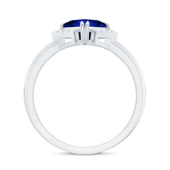 Certified 1.5 Carat Princess Cut Lab Grown Blue Sapphire Diamond Engagement Ring