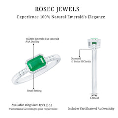 Natural Emerald Diamond Emerald Cut Engagement Ring in East West Style