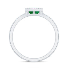 Natural Emerald Diamond Emerald Cut Engagement Ring in East West Style