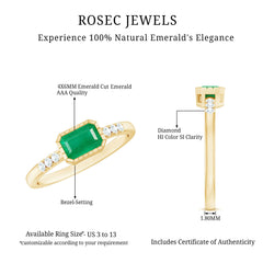 Natural Emerald Diamond Emerald Cut Engagement Ring in East West Style