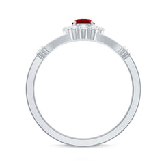 Lab Grown Ruby and Diamond Split Shank Engagement Ring
