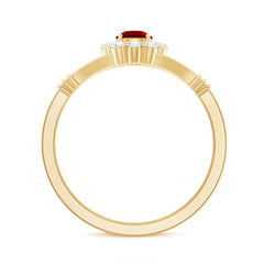 Lab Grown Ruby and Diamond Split Shank Engagement Ring