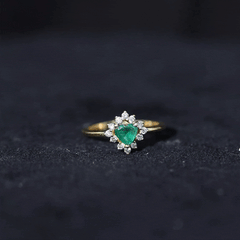 Heart Shape Emerald and Diamond Promise Ring