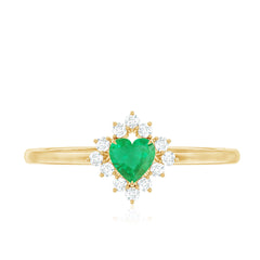Heart Shape Emerald and Diamond Promise Ring