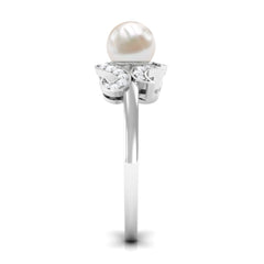 3.25 CT Designer Freshwater Pearl Engagement Ring with Diamond