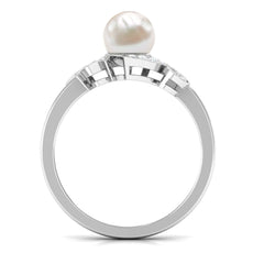 3.25 CT Designer Freshwater Pearl Engagement Ring with Diamond