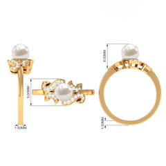 3.25 CT Designer Freshwater Pearl Engagement Ring with Diamond