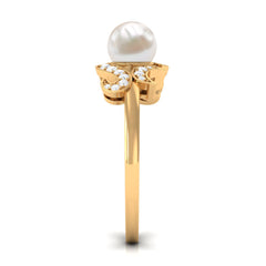 3.25 CT Designer Freshwater Pearl Engagement Ring with Diamond