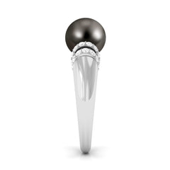 8.75 CT Tahitian Pearl and Diamond Engagement Ring