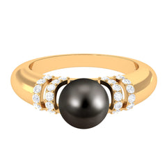 8.75 CT Tahitian Pearl and Diamond Engagement Ring