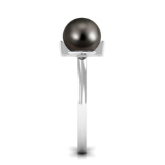 Tahitian Pearl and Diamond Modern Cuff Engagement Ring