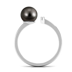 Tahitian Pearl and Diamond Modern Cuff Engagement Ring