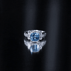 8mm Cushion Cut London Blue Topaz Vintage Solitaire Ring