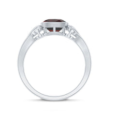 Vintage Looking Garnet Cushion Cut Engagement Ring