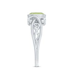 Vintage Style 2 Carat Peridot Cushion Cut Engagement Ring