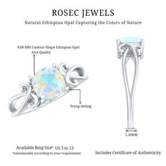 8mm Ethiopian Opal Vintage Engagement Ring With Certificate