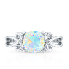8mm Ethiopian Opal Vintage Engagement Ring With Certificate