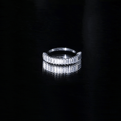 Certified Baguette Moissanite Half Eternity Band Ring