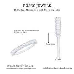 Certified Baguette Moissanite Half Eternity Band Ring