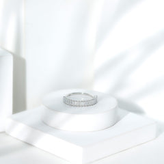 Certified Baguette Moissanite Half Eternity Band Ring