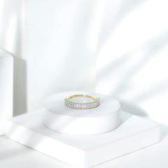 Certified Baguette Moissanite Half Eternity Band Ring