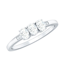 Oval Shaped Moissanite Three Stone Ring for Women