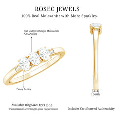 Oval Shaped Moissanite Three Stone Ring for Women