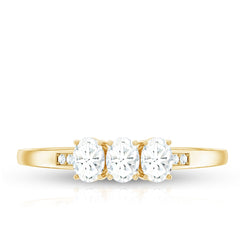 Oval Shaped Moissanite Three Stone Ring for Women