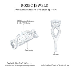 Cushion Cut Moissanite Infinity Band Engagement Ring