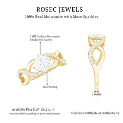 Cushion Cut Moissanite Infinity Band Engagement Ring