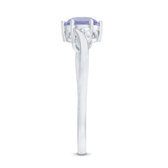 Natural Tanzanite Promise Ring with Diamond Bypass Shank