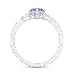 Natural Tanzanite Promise Ring with Diamond Bypass Shank