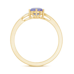Natural Tanzanite Promise Ring with Diamond Bypass Shank