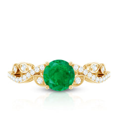Nature Inspired Emerald Engagement Ring with Natural Diamond