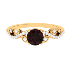 Nature Inspired Garnet Engagement Ring with Diamond