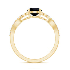 Round Created Black Diamond and Diamond Designer Engagement Ring