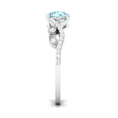 Nature Inspired Aquamarine Diamond Engagement Ring
