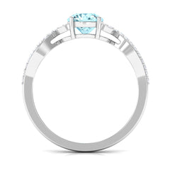 Nature Inspired Aquamarine Diamond Engagement Ring