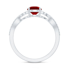 Nature Inspired Lab Created Ruby Engagement Ring with Diamonds