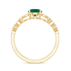 Classic Emerald Diamond Double Band Engagement Ring