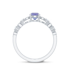 Certified Real Tanzanite Double Band Engagement Ring with Diamond